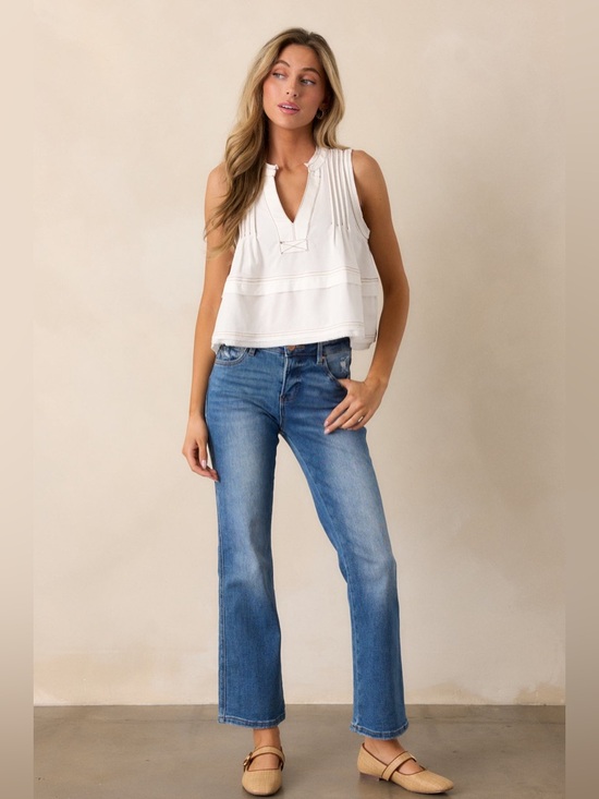 Stitch And Feather Tops - Stitch & Feather Raw-Edge Linen Swing Tank Size Medium